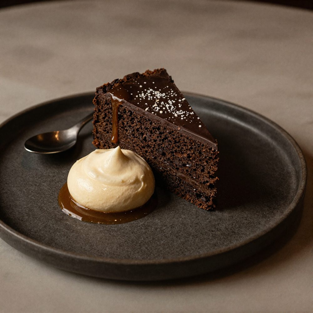 A plated dessert photographed close up